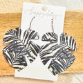 Midnight Palms Embossed Monstera Leaf Leather Earrings