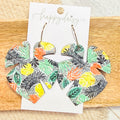 Tropical Sketch Embossed Monstera Leaf Leather Earrings