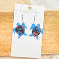 Sea Turtle Turquoise Blue Leather Earrings