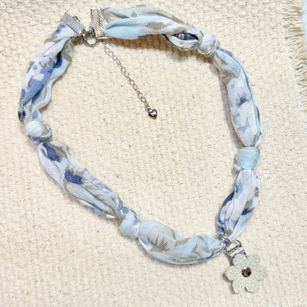Blue Skies Floral Scarf Necklace