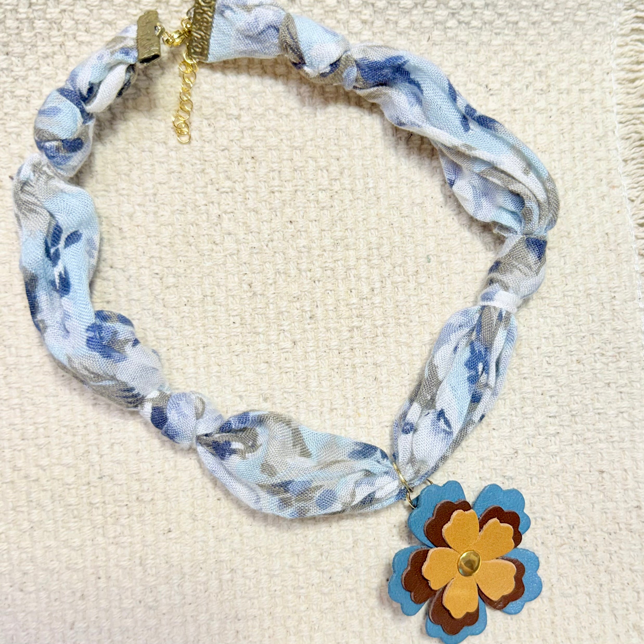 Blue Skies Bloom Scarf Necklace