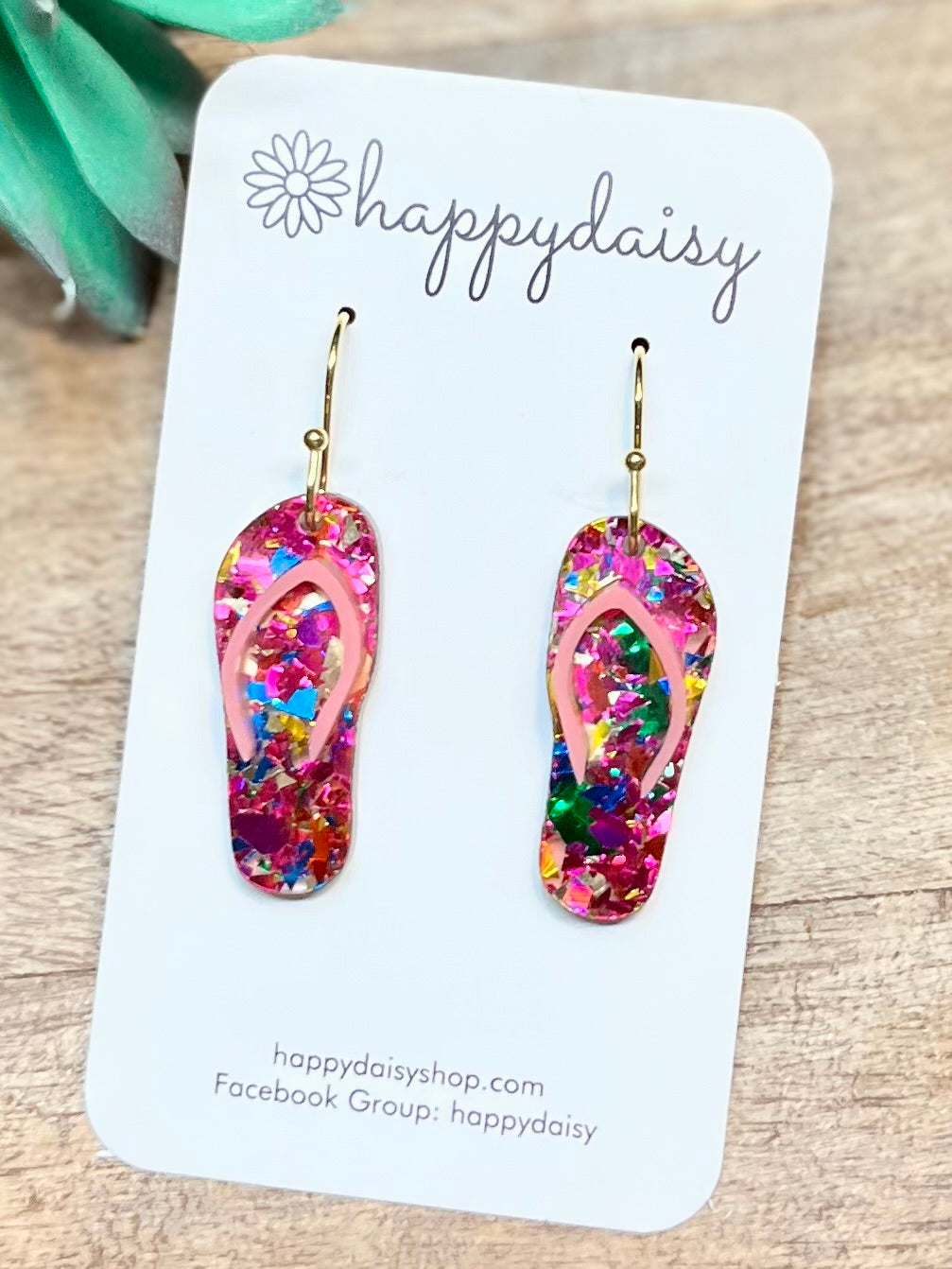 Flip Flop Pink Multicolor Acrylic Summer Earrings