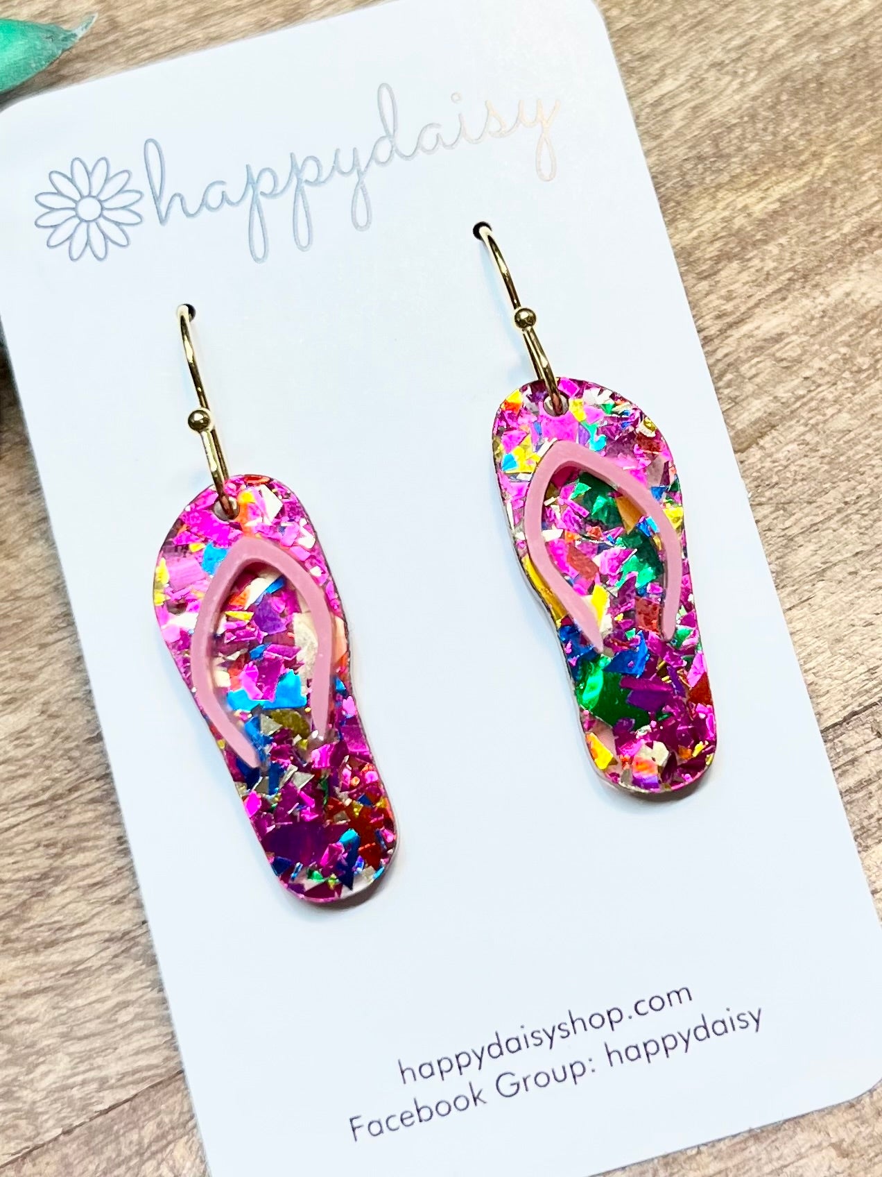 Flip Flop Pink Multicolor Acrylic Summer Earrings