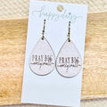 Faith White "Pray Big" Scripture Wood Earrings