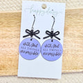 Faith Purple "With God" Scripture Wood Earrings