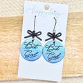 Faith Blue Ombre "But God" Scripture Wood Earrings