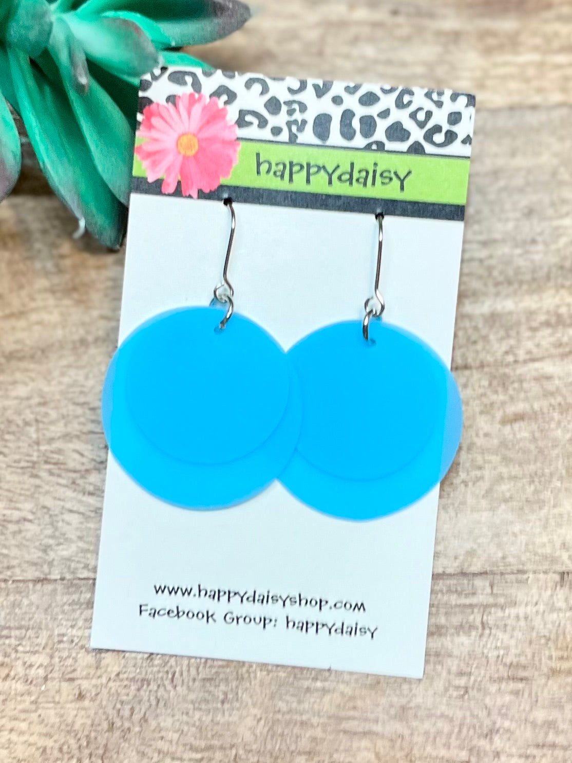 Turquoise Blue Pool Jelly Stacked Circle Waterproof Earrings