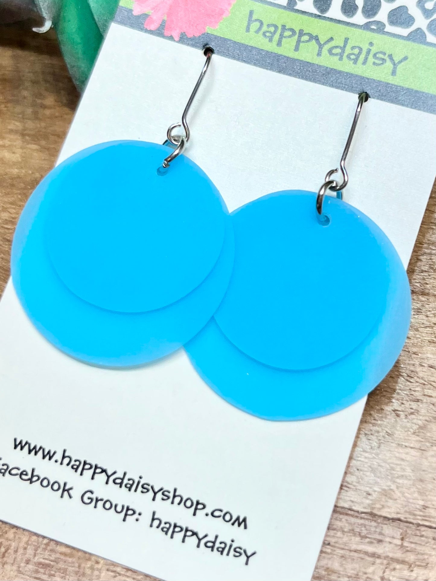 Turquoise Blue Pool Jelly Stacked Circle Waterproof Earrings