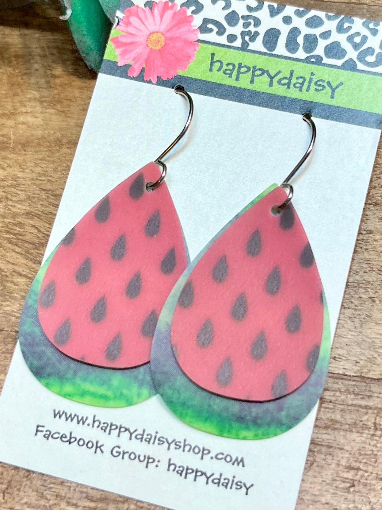 Watermelon Print Pool Jelly Teardrop Waterproof Earrings