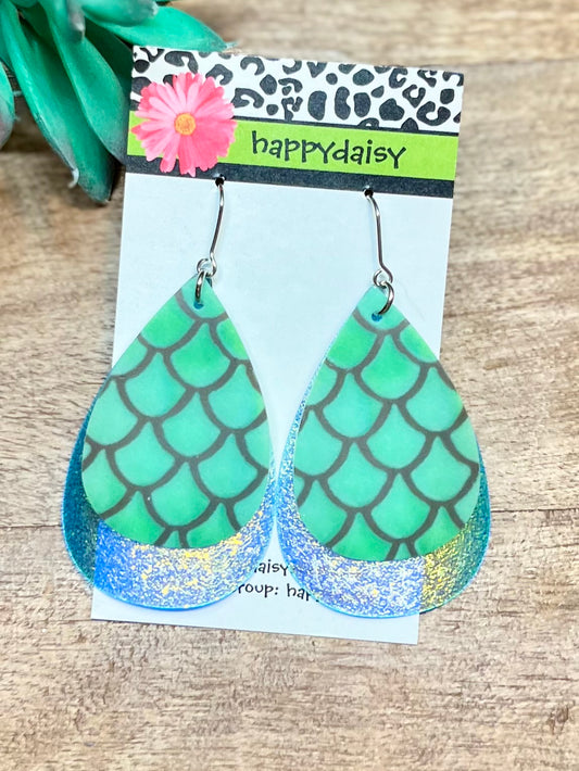 Mermaid Pool Jelly Double Layer Teardrop Waterproof Earrings