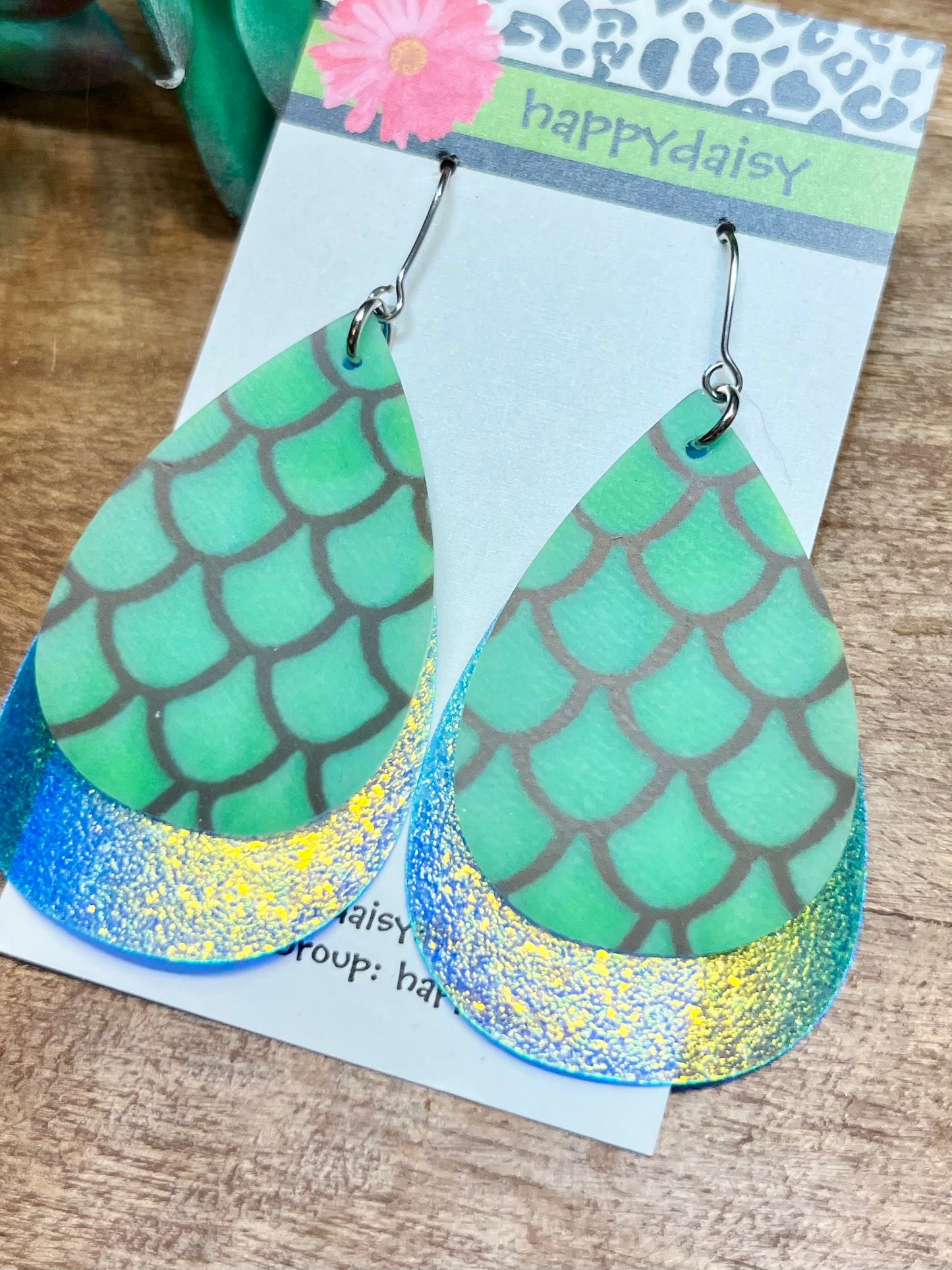 Mermaid Pool Jelly Double Layer Teardrop Waterproof Earrings