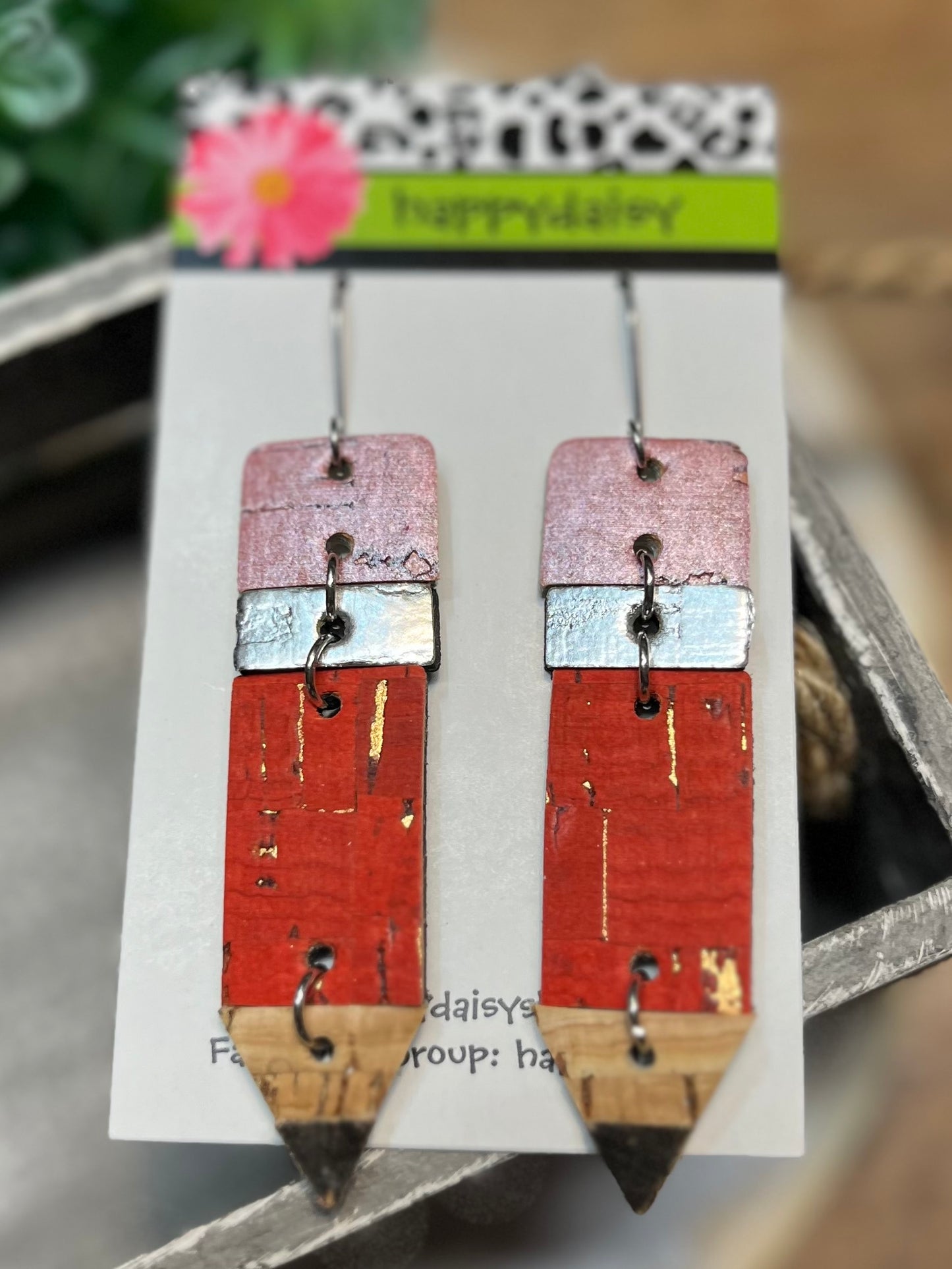 Leather Pencil Earrings for Back to School