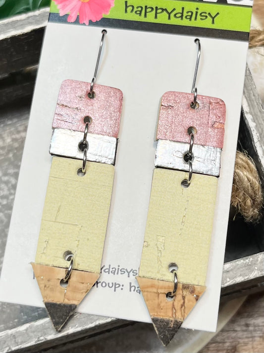 Leather Pencil Earrings for Back to School