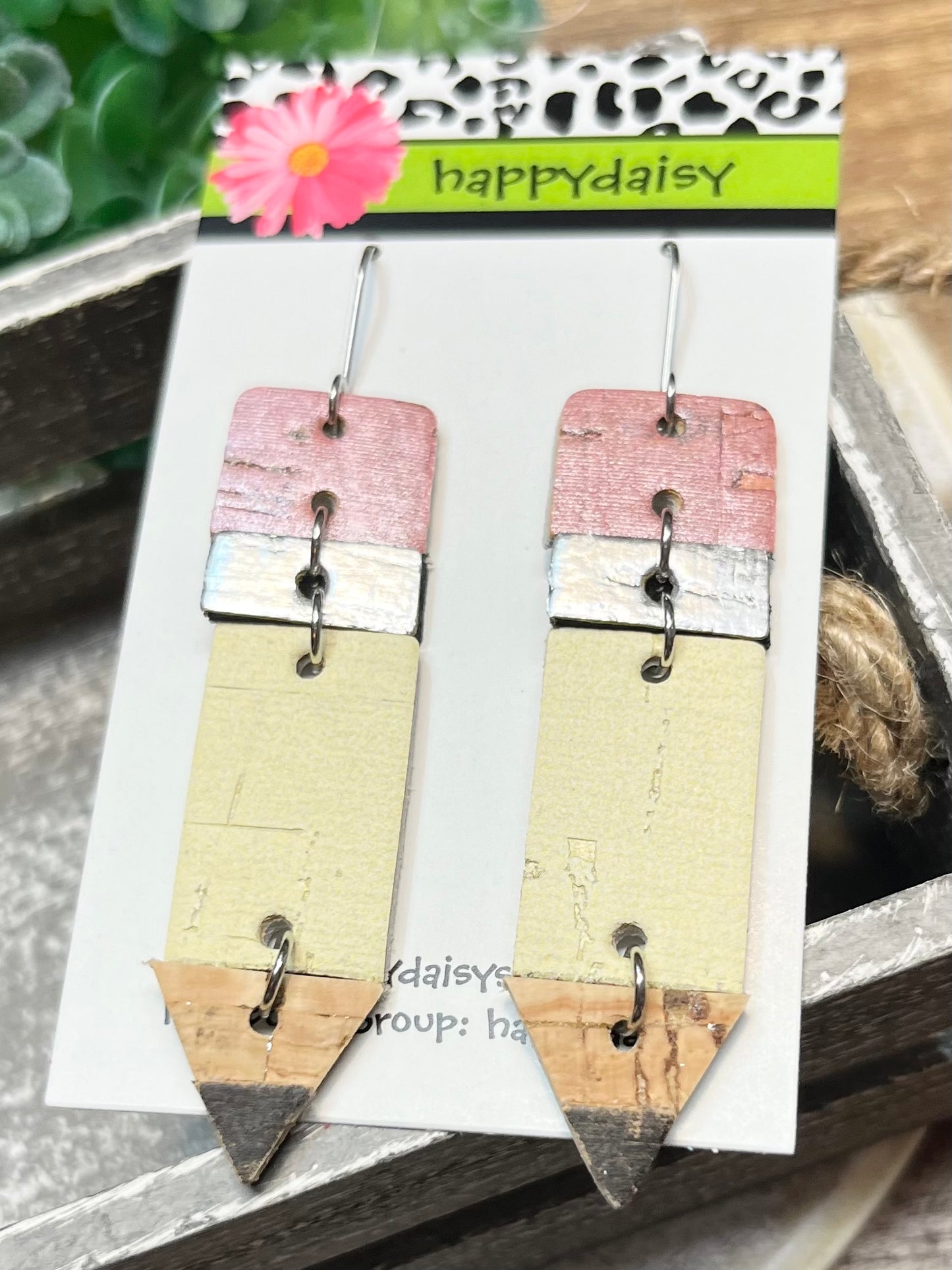 Leather Pencil Earrings for Back to School