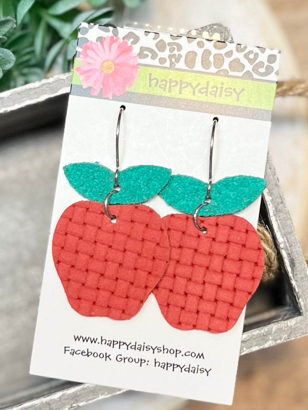 Teacher Apple Back to School Leather Earrings