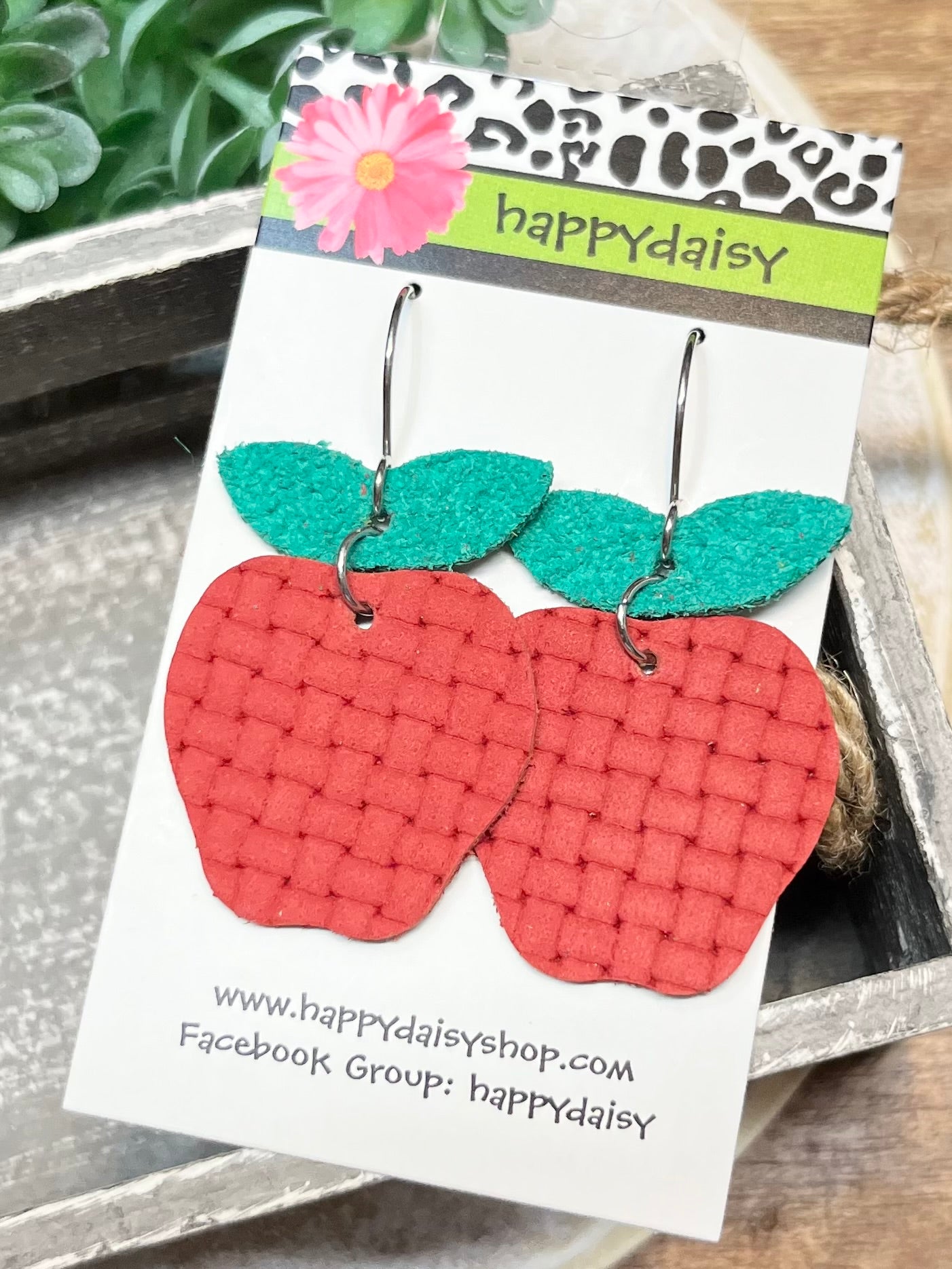 Teacher Apple Back to School Leather Earrings