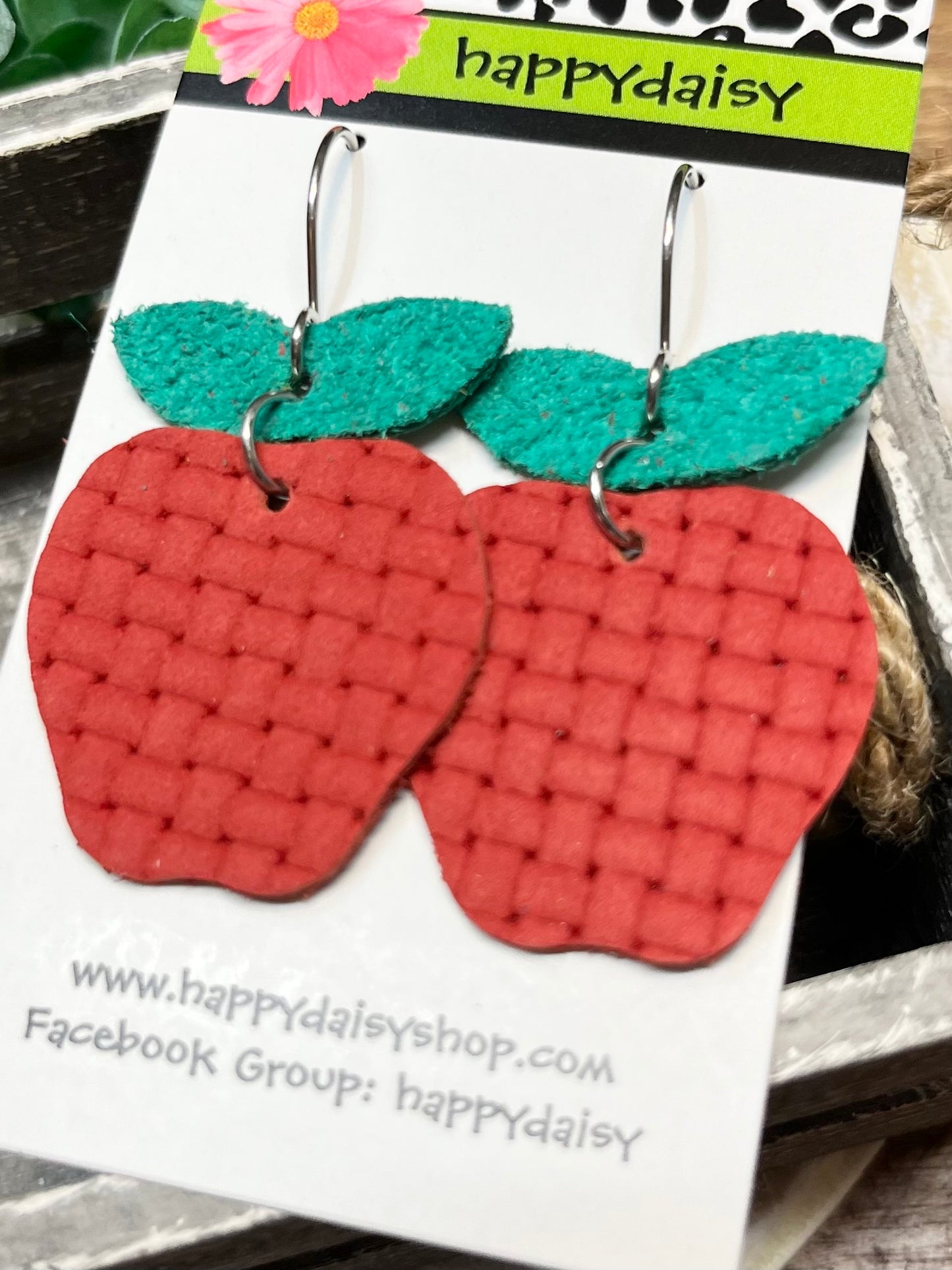 Teacher Apple Back to School Leather Earrings