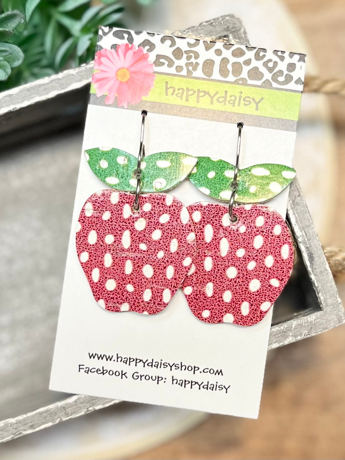 Teacher Apple Back to School Cork on Leather Earrings