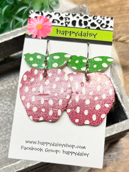 Teacher Apple Back to School Cork on Leather Earrings