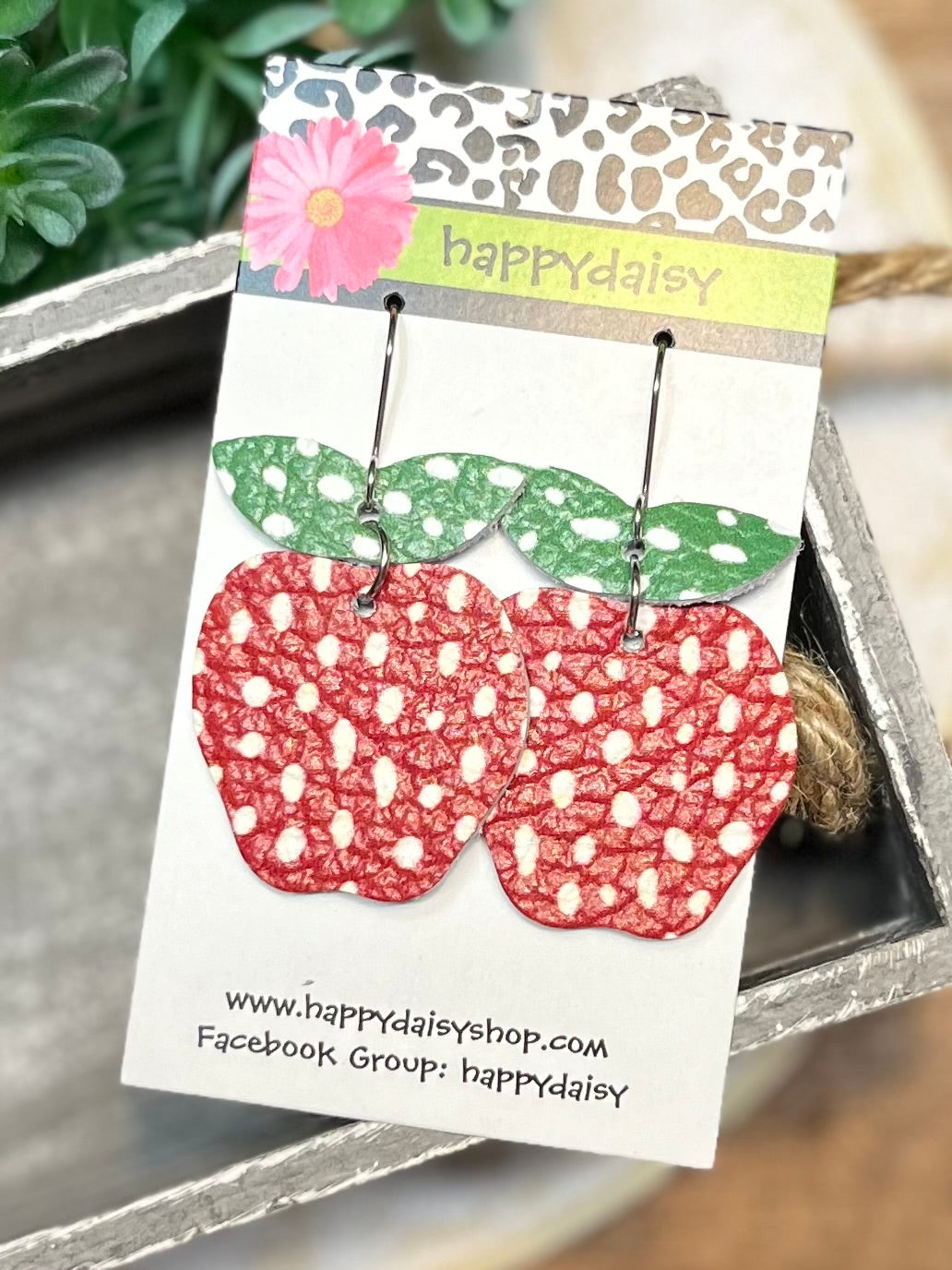 Teacher Apple Back to School Leather Earrings