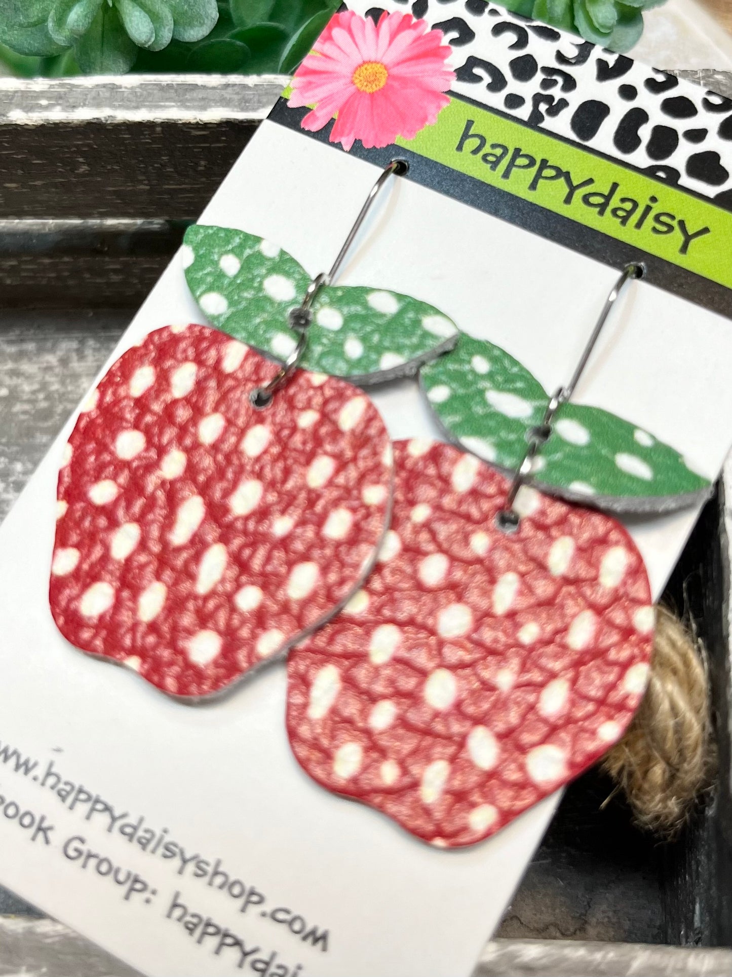 Teacher Apple Back to School Leather Earrings