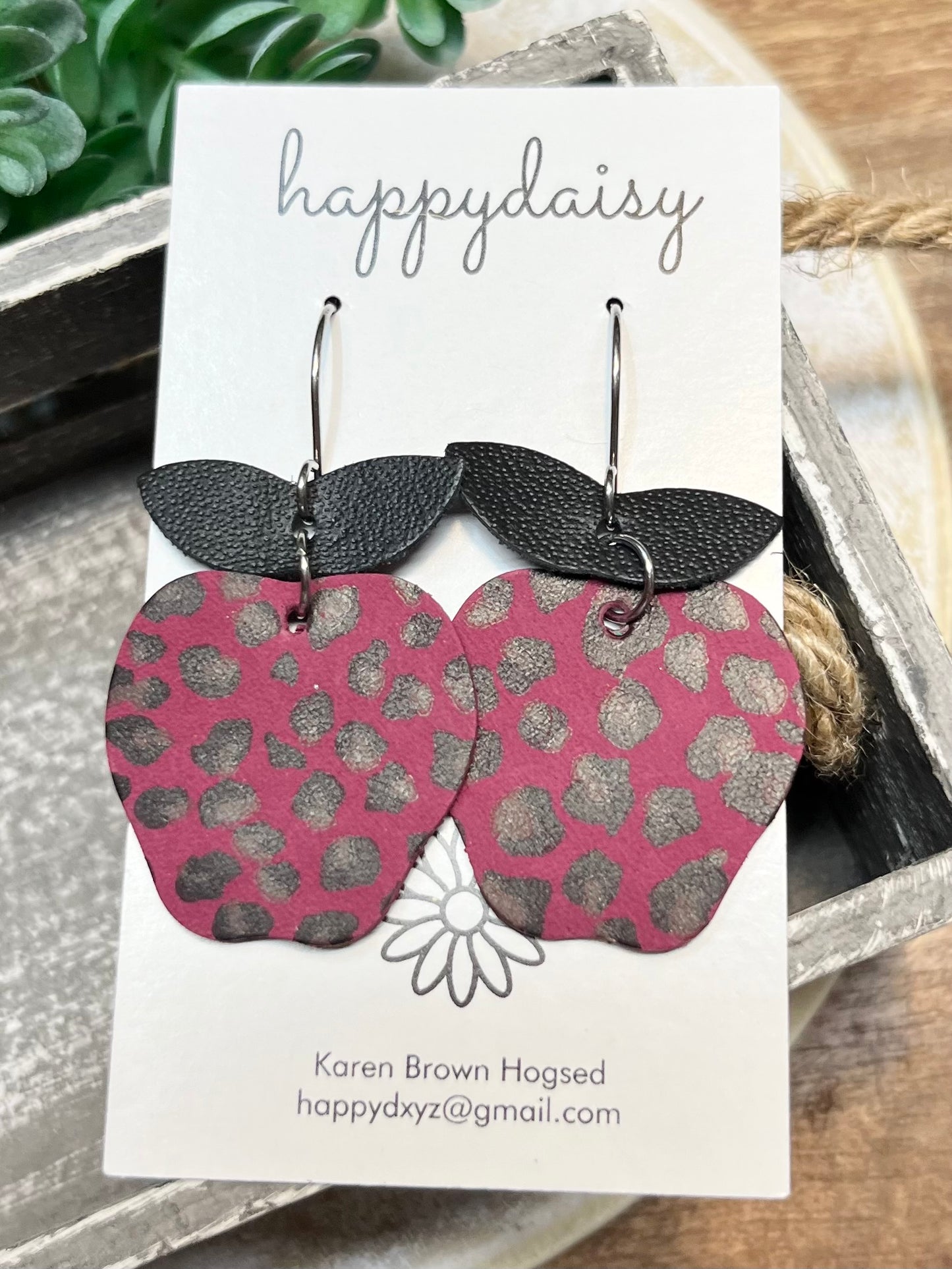 Teacher Apple Back to School Leather Earrings