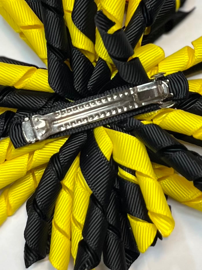 Black and Yellow 4.5 Inch Korker Ribbon Bow