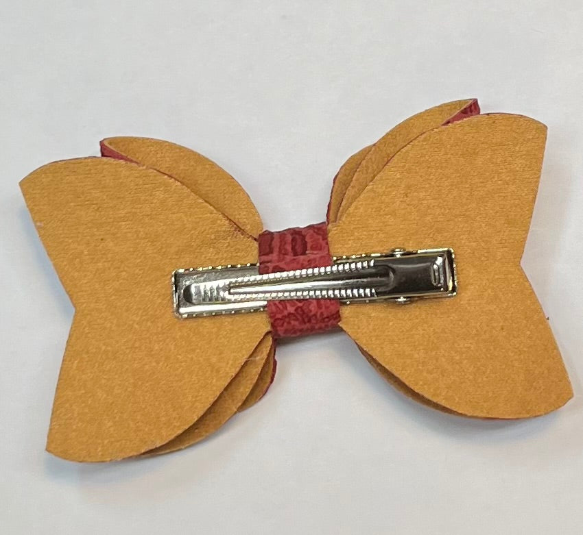 Red/Maroon Lacy Faux Leather 3.5 Inch Bow