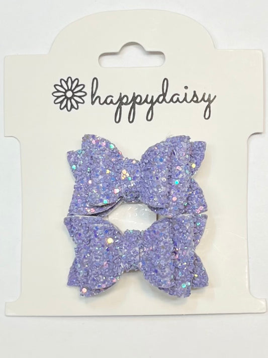 Purple Iridescent Glitter 1.72 Inch Piggie Set Bows