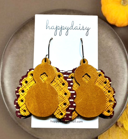 Turkey Leather Earrings for Thanksgiving