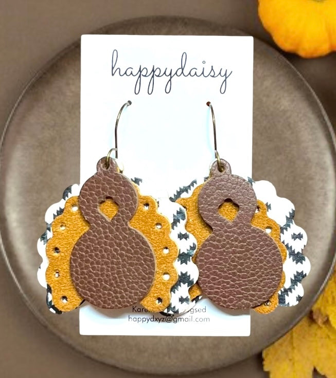 Turkey Leather Earrings for Thanksgiving