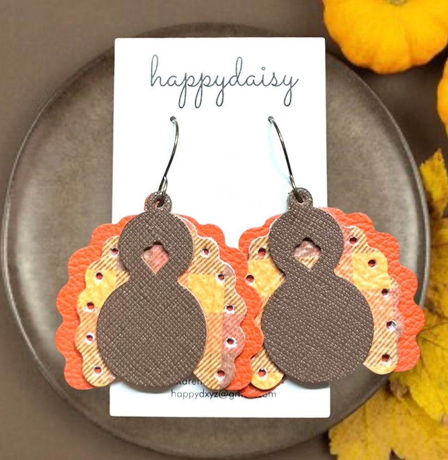 Turkey Leather Earrings for Thanksgiving