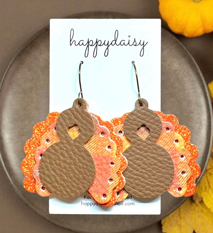 Turkey Leather Earrings for Thanksgiving