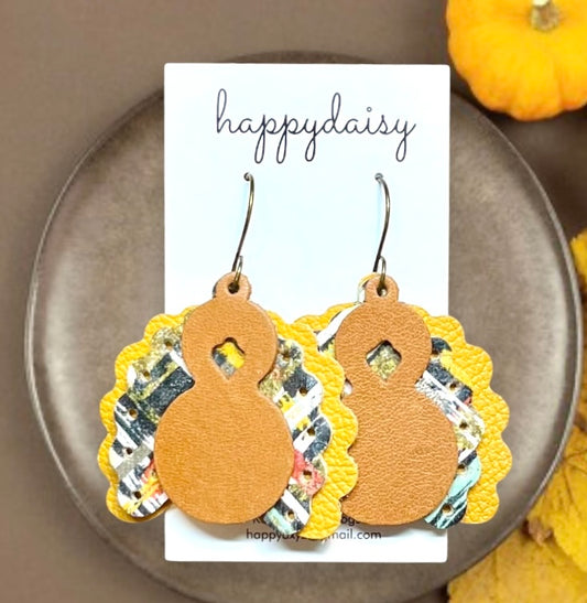 Turkey Leather Earrings for Thanksgiving