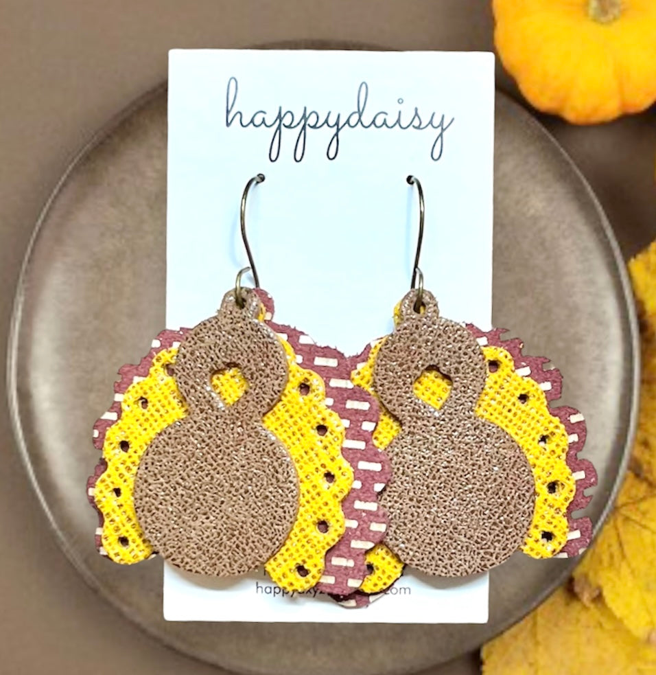 Turkey Leather Earrings for Thanksgiving