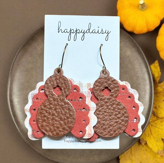 Turkey Leather Earrings for Thanksgiving