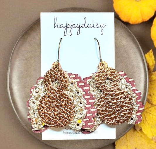 Turkey Leather Earrings for Thanksgiving