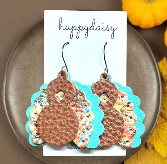 Turkey Leather Earrings for Thanksgiving