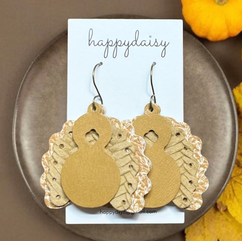 Turkey Leather Earrings for Thanksgiving