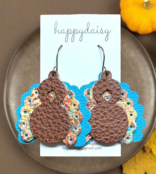 Turkey Leather Earrings for Thanksgiving