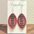 Football Black & Red Leather Earrings