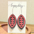 Football Red & Black Leather Earrings