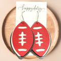 Football Red Black & White Leather Earrings