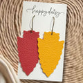 Football Sports Team Red & Gold Leather Earrings