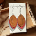 Football Red Gray & Brown Embossed Leather Earrings