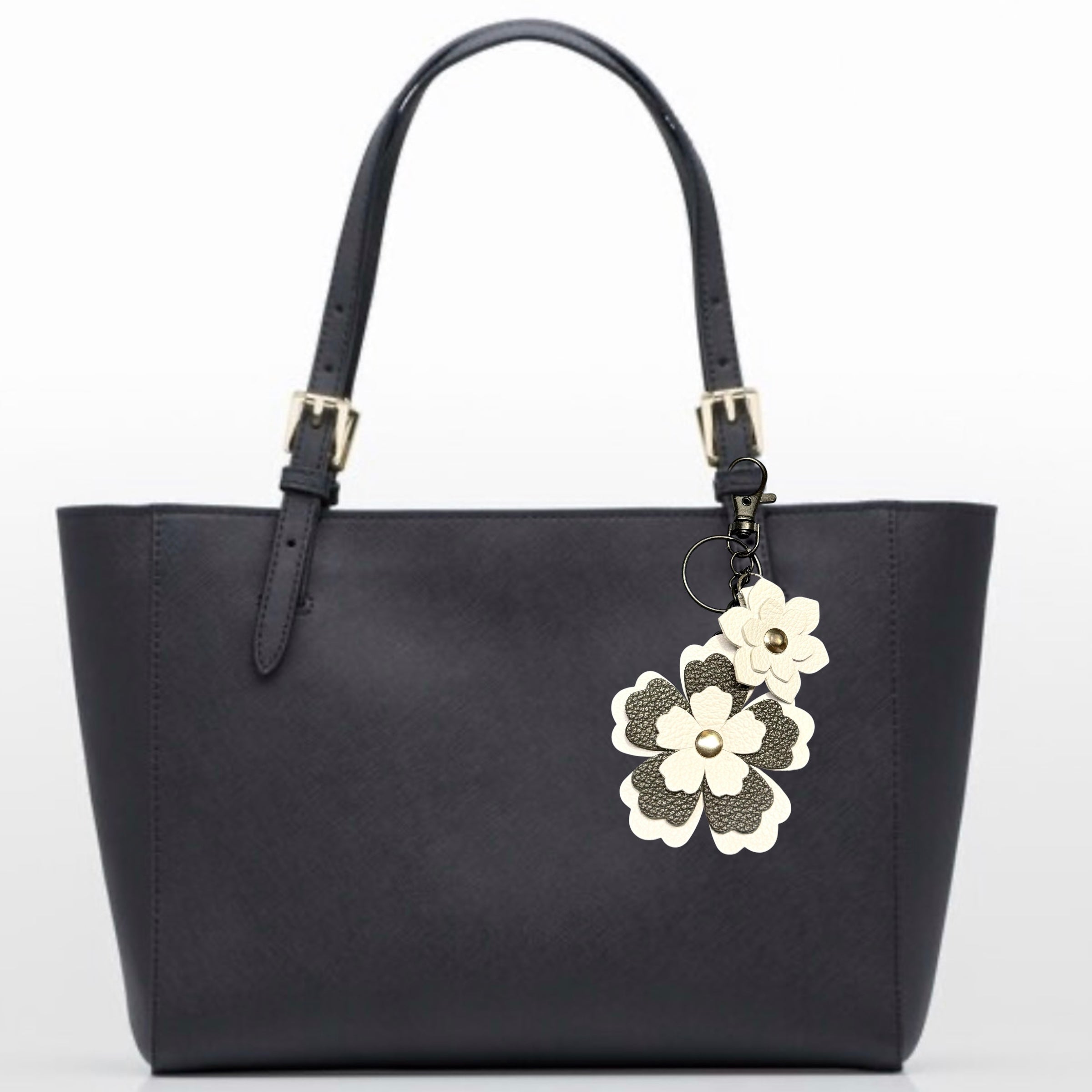 Moonlight Garden Leather Flower Bag Charm