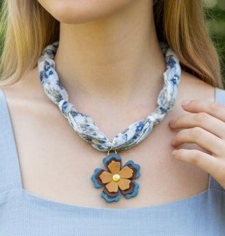 Blue Skies Bloom Scarf Necklace