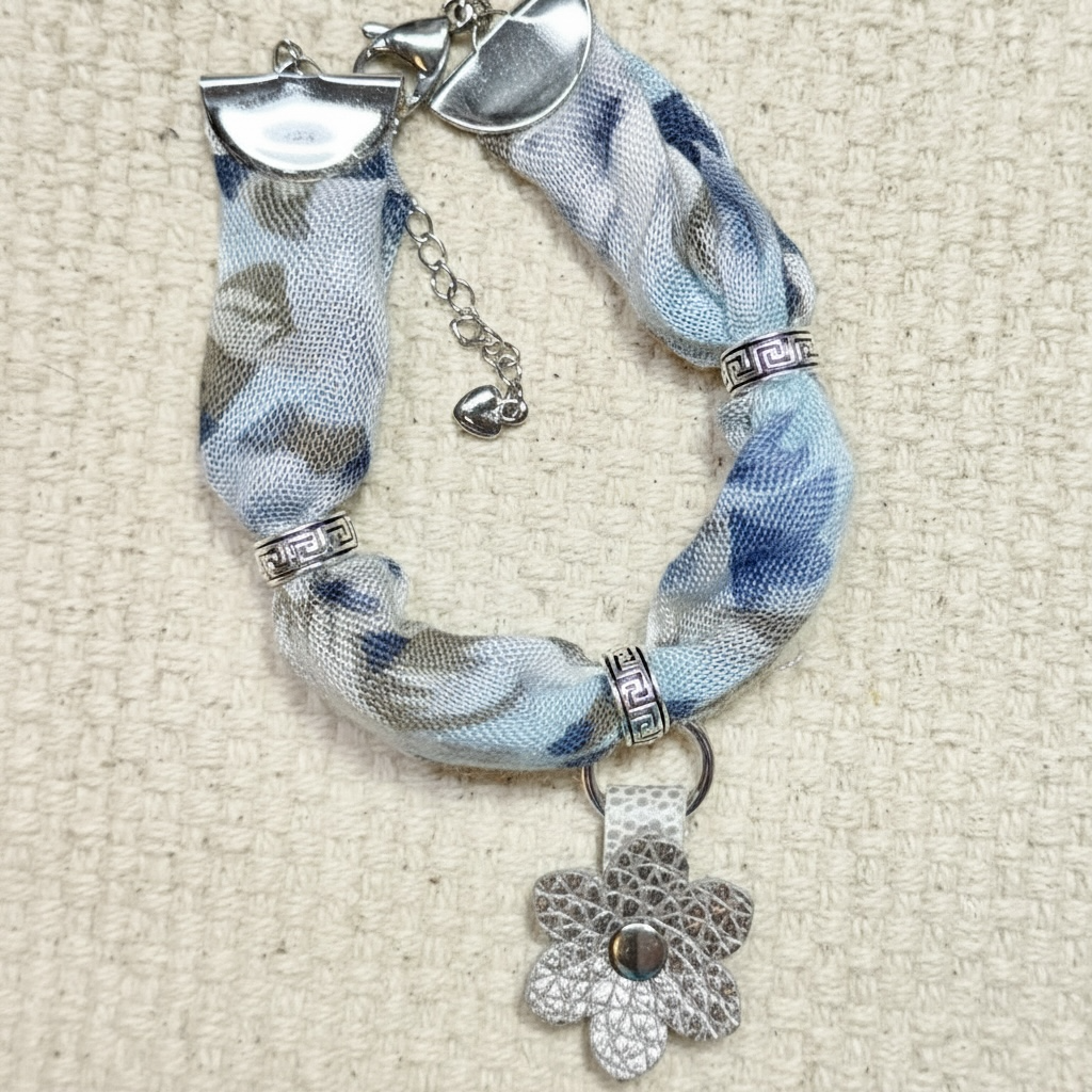 Blue Skies Floral Scarf Bracelet