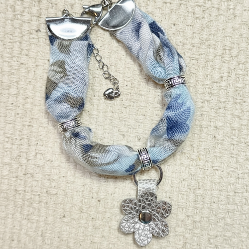 Blue Skies Floral Scarf Bracelet