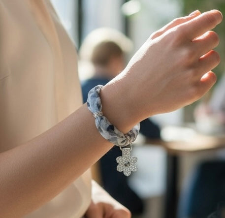 Blue Skies Floral Scarf Bracelet